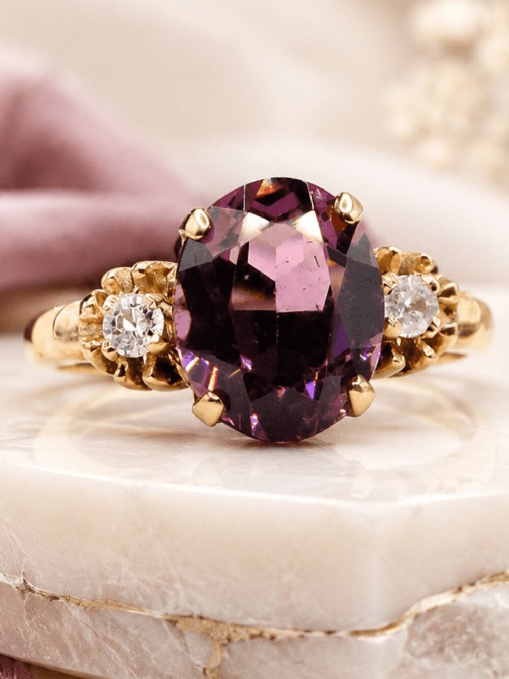 Vintage Amethyst Plum Romance Ring